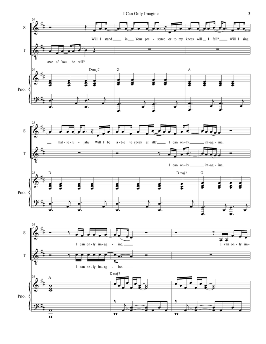 I Can Only Imagine Tenor Voice scores gallery preview page 3