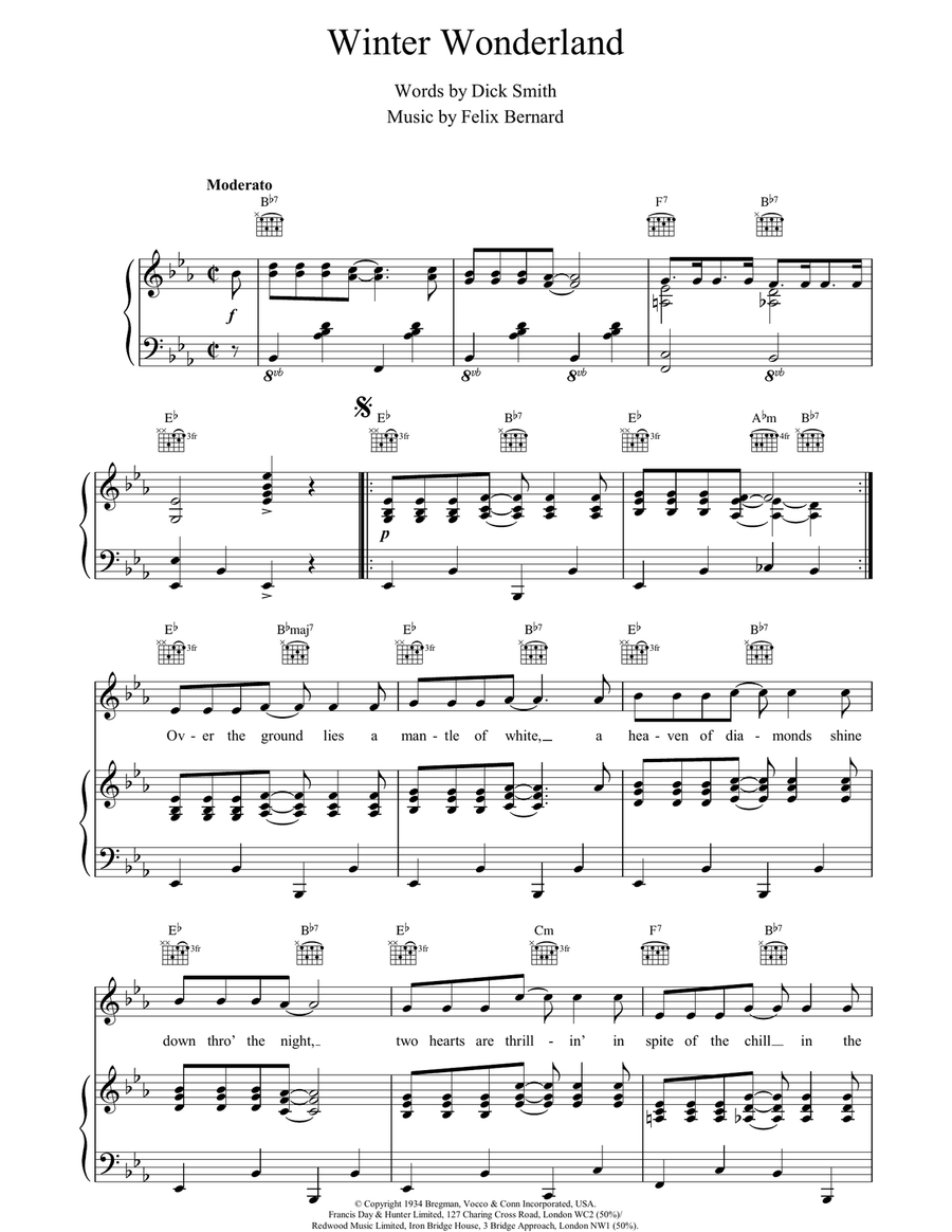Winter Wonderland Piano Solo scores gallery preview page 1