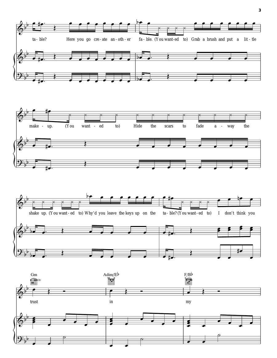 Chop Suey! Piano, Vocal, Guitar scores gallery preview page 3