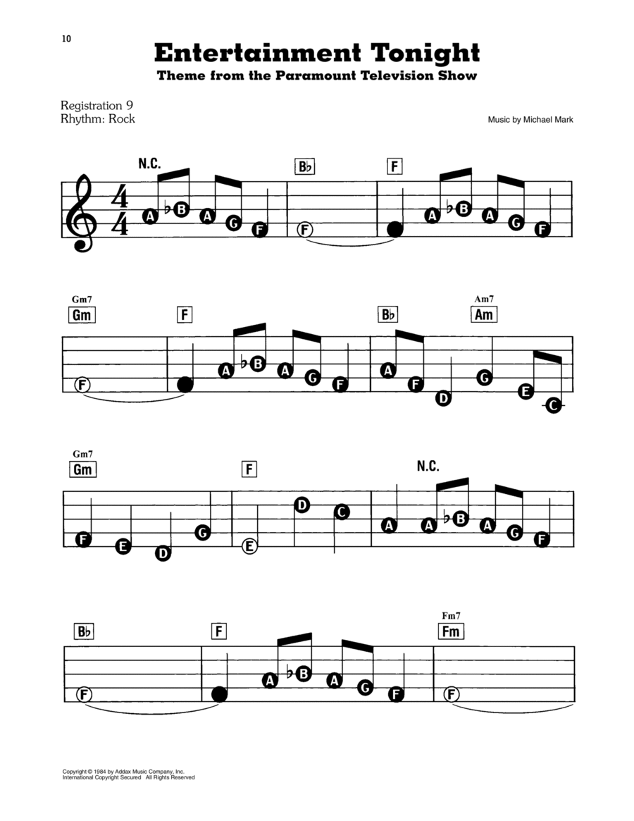 Entertainment Tonight Electronic Keyboard scores gallery preview page 1