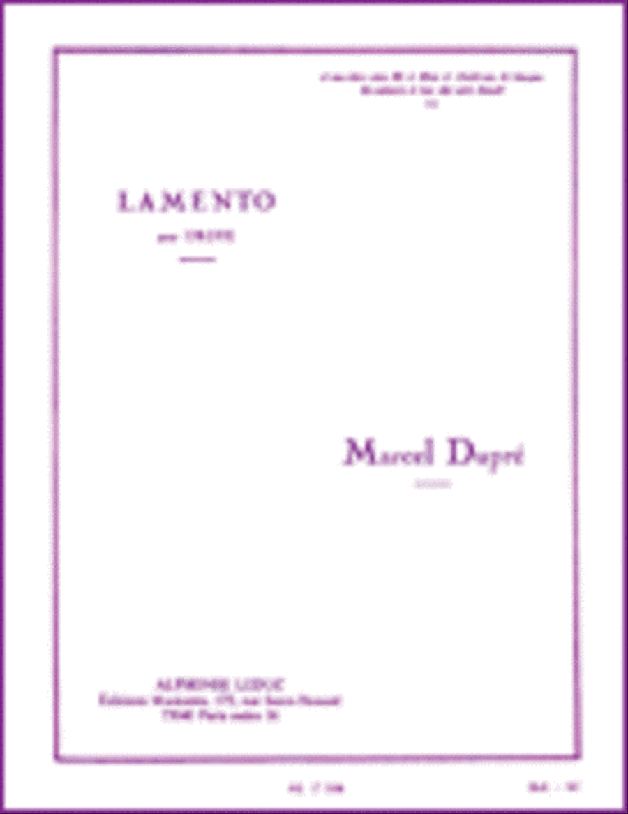 Lamento pour Orgue - Op. 24