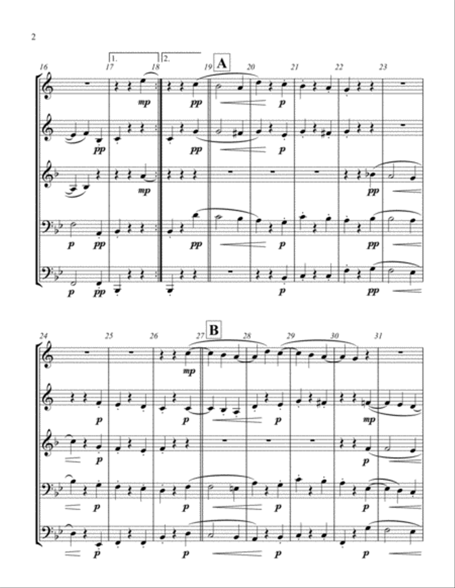 Moonlight Sonata, 2nd Movement (in Bb Major) for Brass Quintet Brass Quintet scores gallery preview page 2