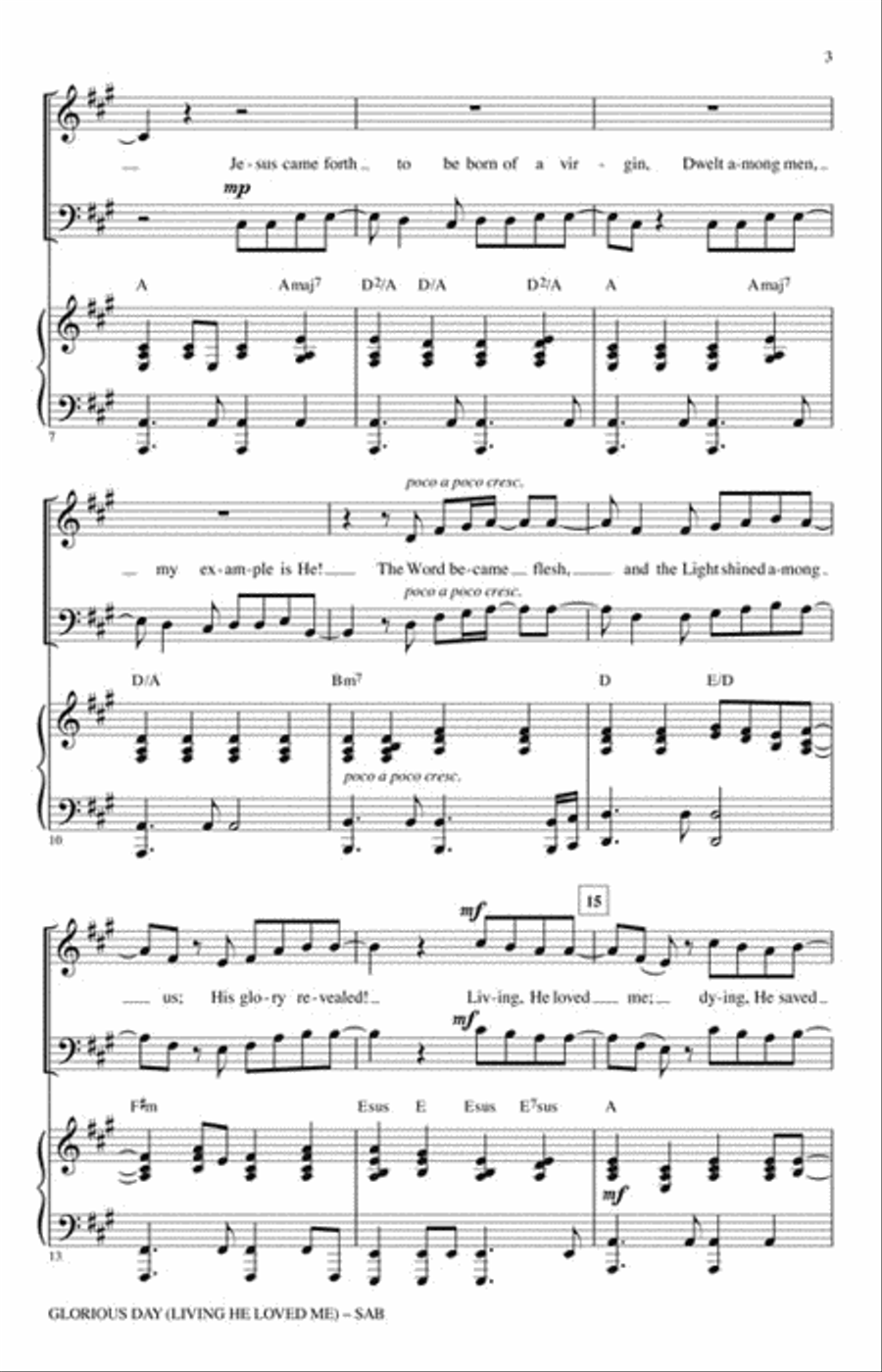 Glorious Day (Living He Loved Me) 3-Part scores gallery preview page 4