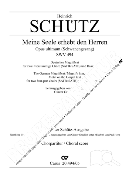Deutsches Magnificat (Decimi Toni). Meine Seele erhebt den Herrn