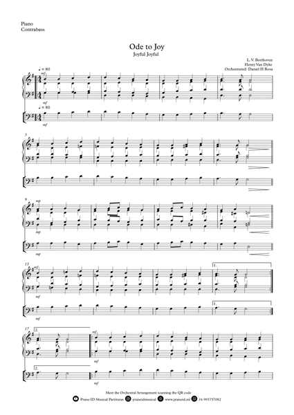 Ode to Joy - Joyful Joyful - Easy Contrabass and Piano image number null