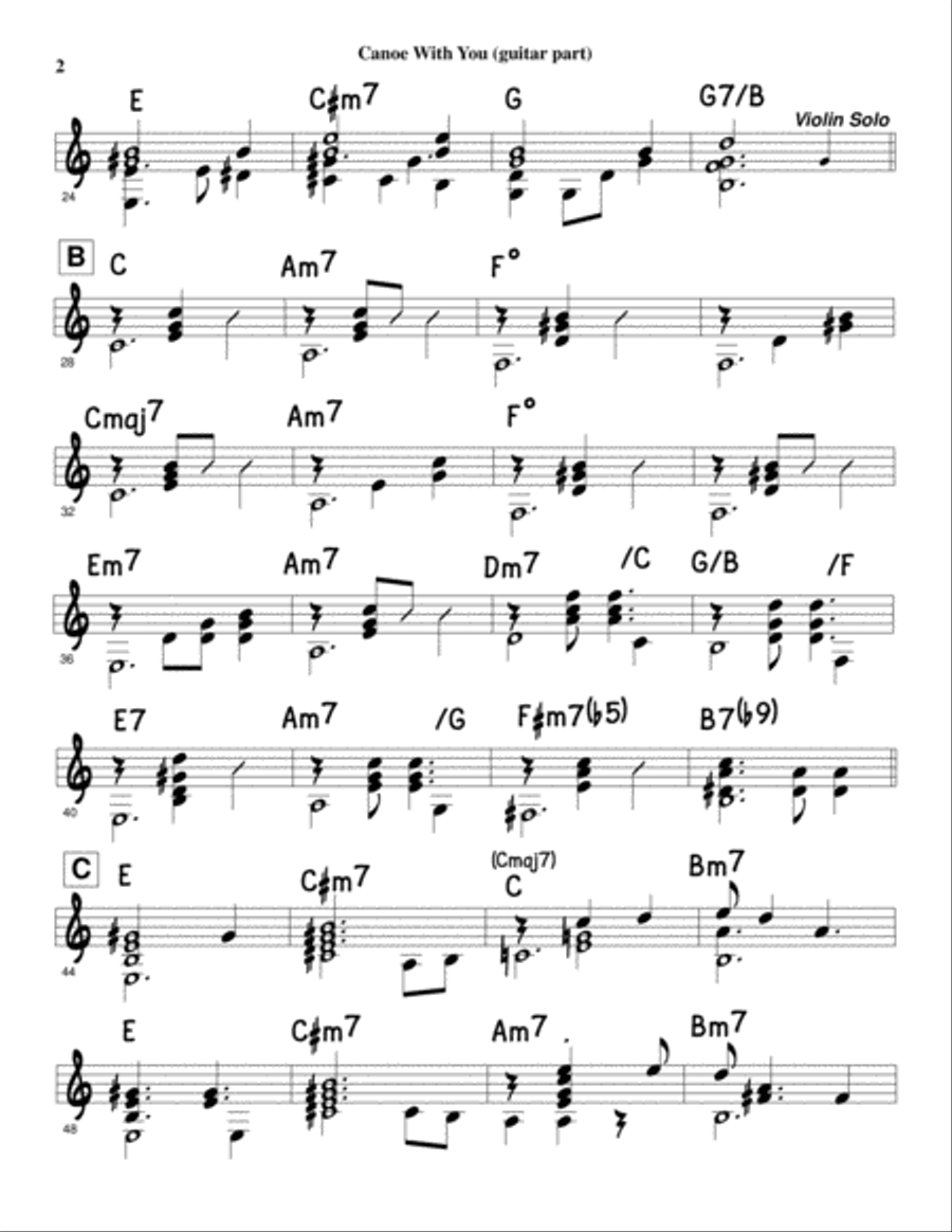 Canoe With You - Guitar part (for violin and guitar duet) String Duet scores gallery preview page 3