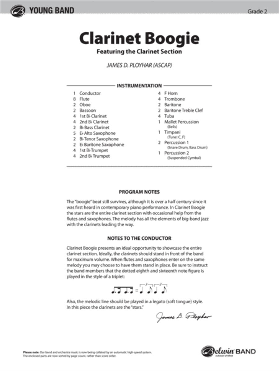 Clarinet Boogie: Score Concert Band scores gallery preview page 1
