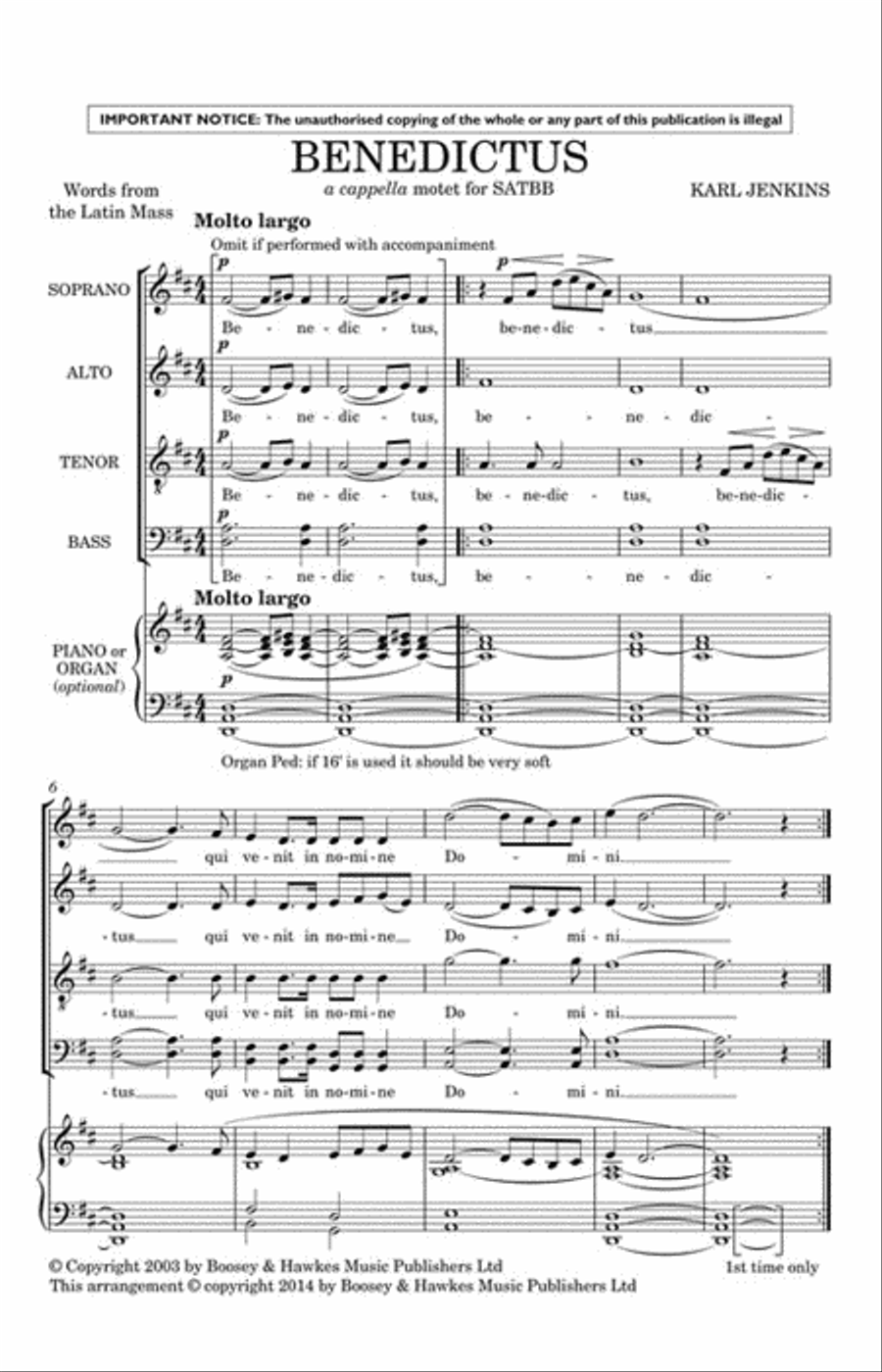 Benedictus from The Armed Man: A Mass for Peace A Cappella scores gallery preview page 2
