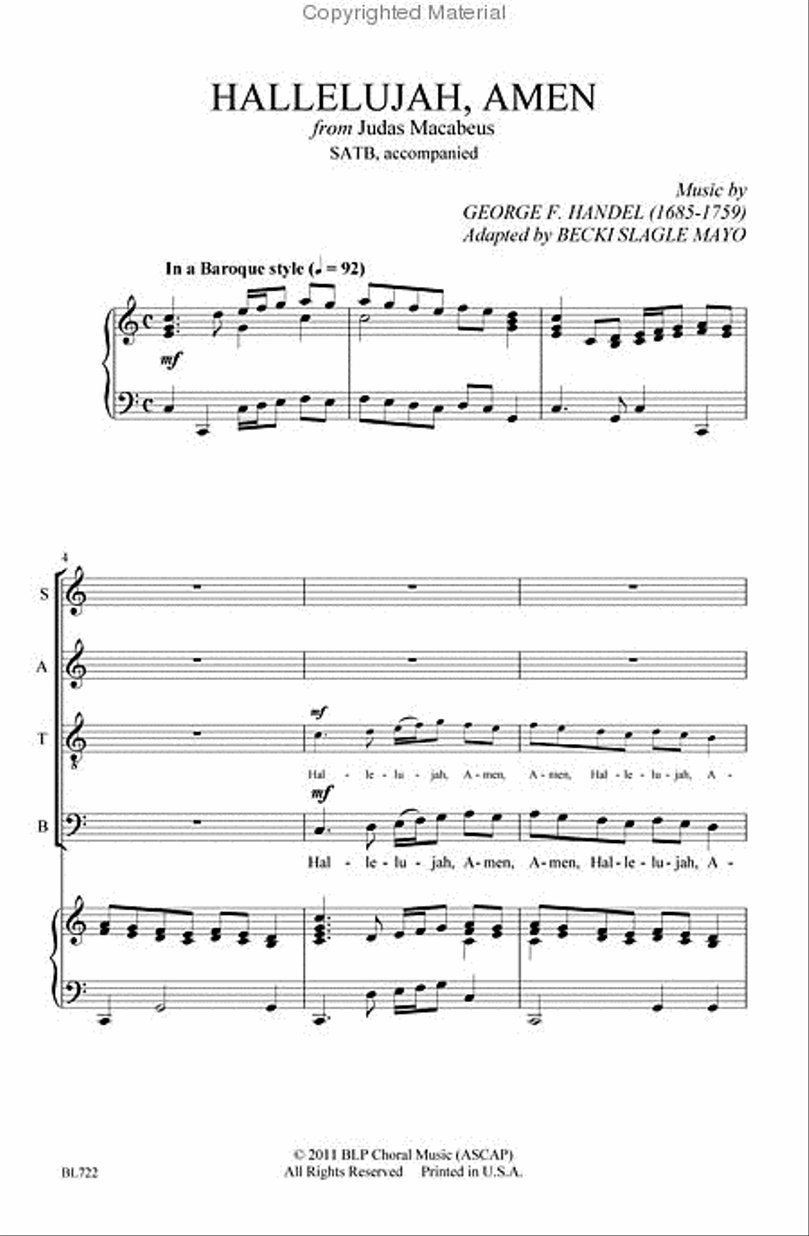 Hallelujah, Amen 4-Part scores gallery preview page 2