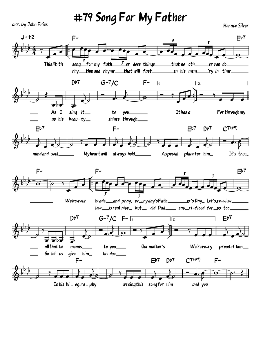 Song For My Father Song For My Father Piano, Vocal, Guitar scores gallery preview page 1