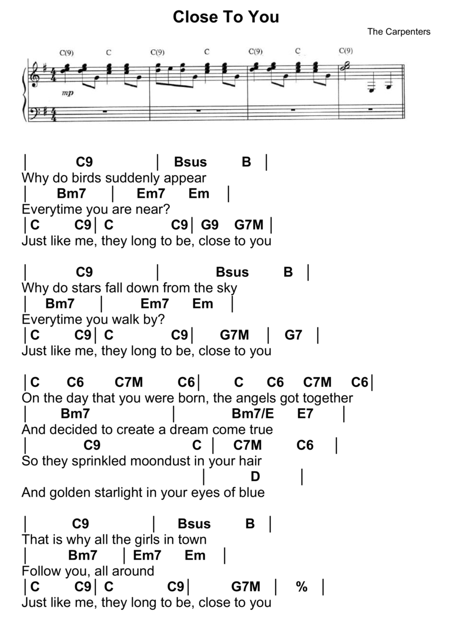 Close To You Piano Method scores gallery preview page 1