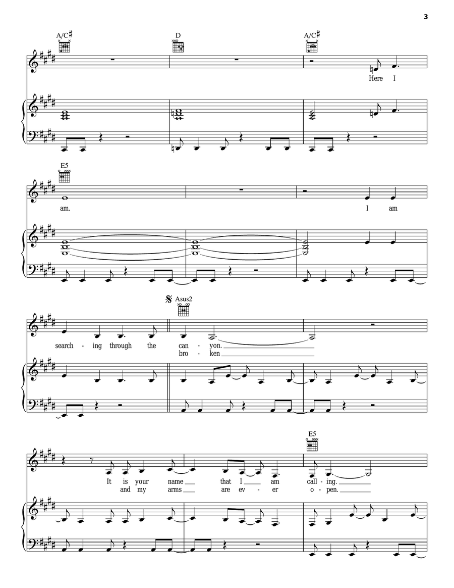 Here I Am Piano, Vocal, Guitar scores gallery preview page 3