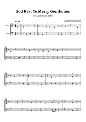 Book cover for God Rest Ye Merry Gentlemen (Violin and Tuba) - Beginner Level