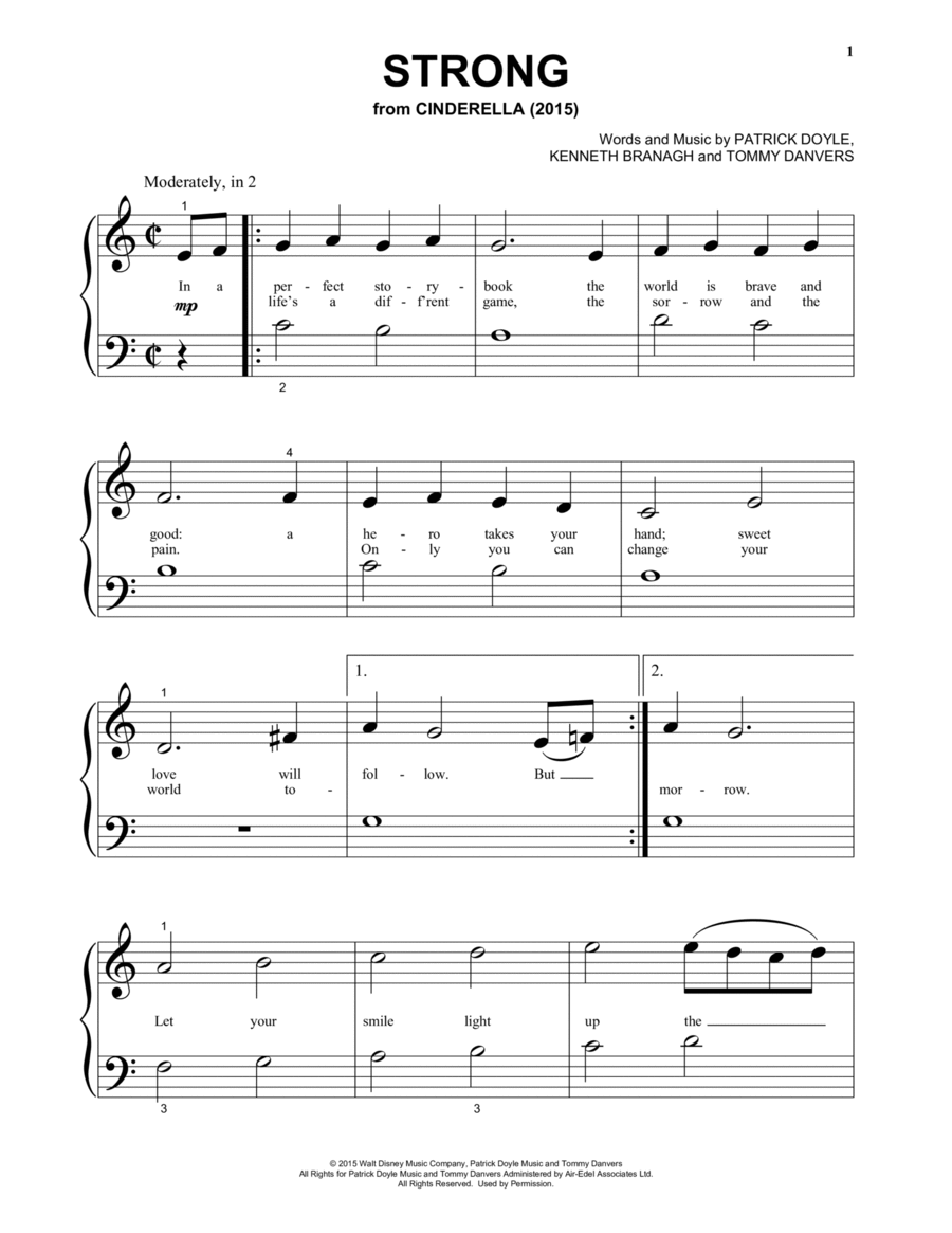 Strong (from the Motion Picture Cinderella) Piano Solo scores gallery preview page 1