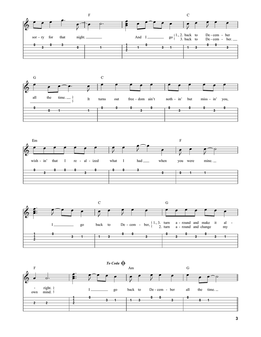 Back To December Acoustic Guitar scores gallery preview page 3