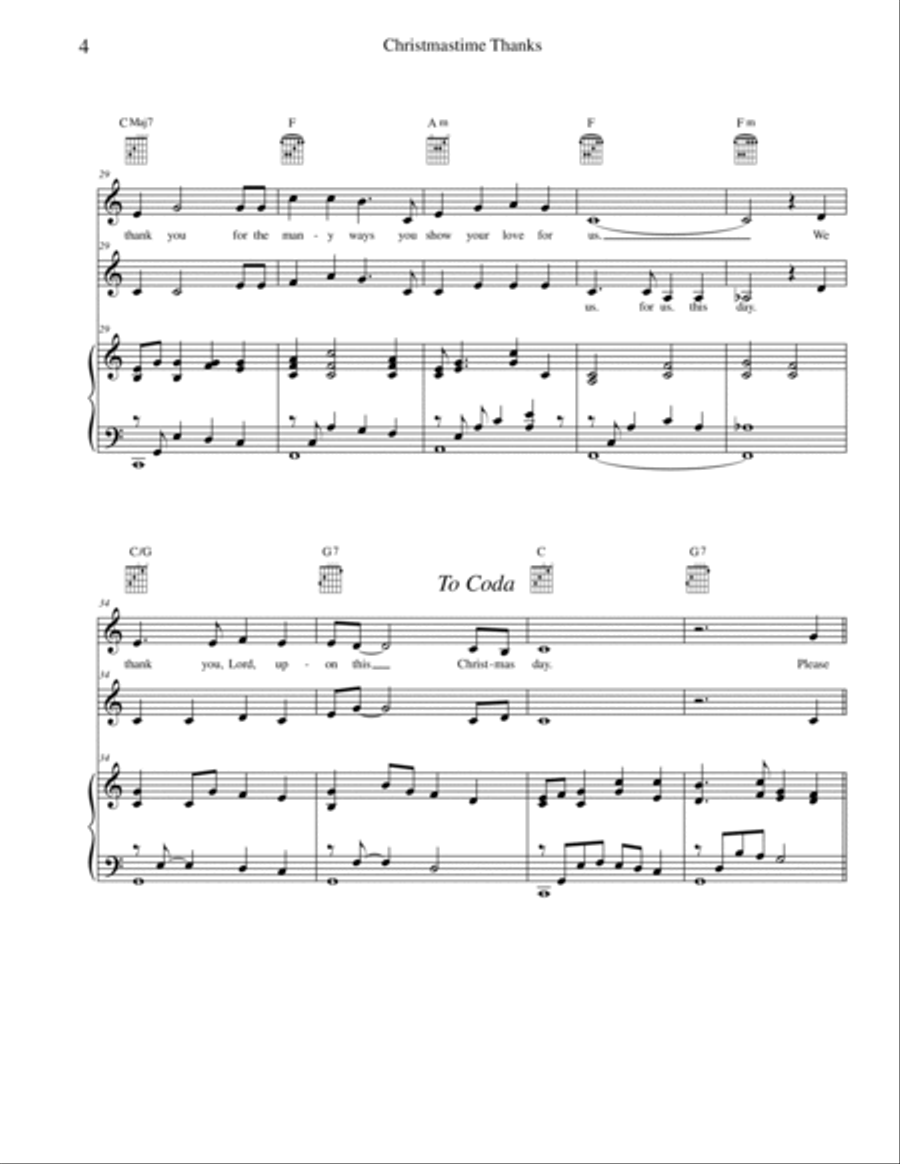 Christmastime Thanks Piano, Vocal, Guitar scores gallery preview page 4