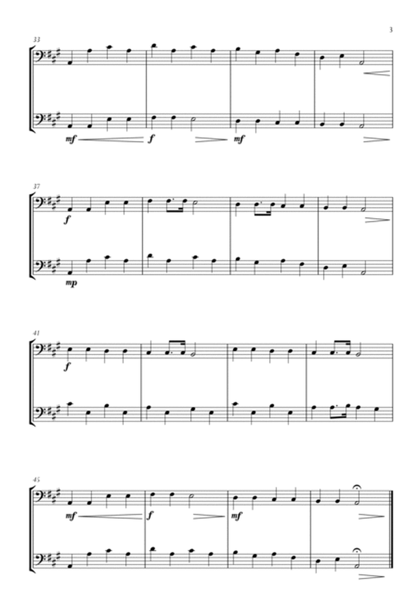 Twinkle Twinkle Little Star in A Major for Cello (Violoncello) and Double Bass Duo. Easy version. image number null