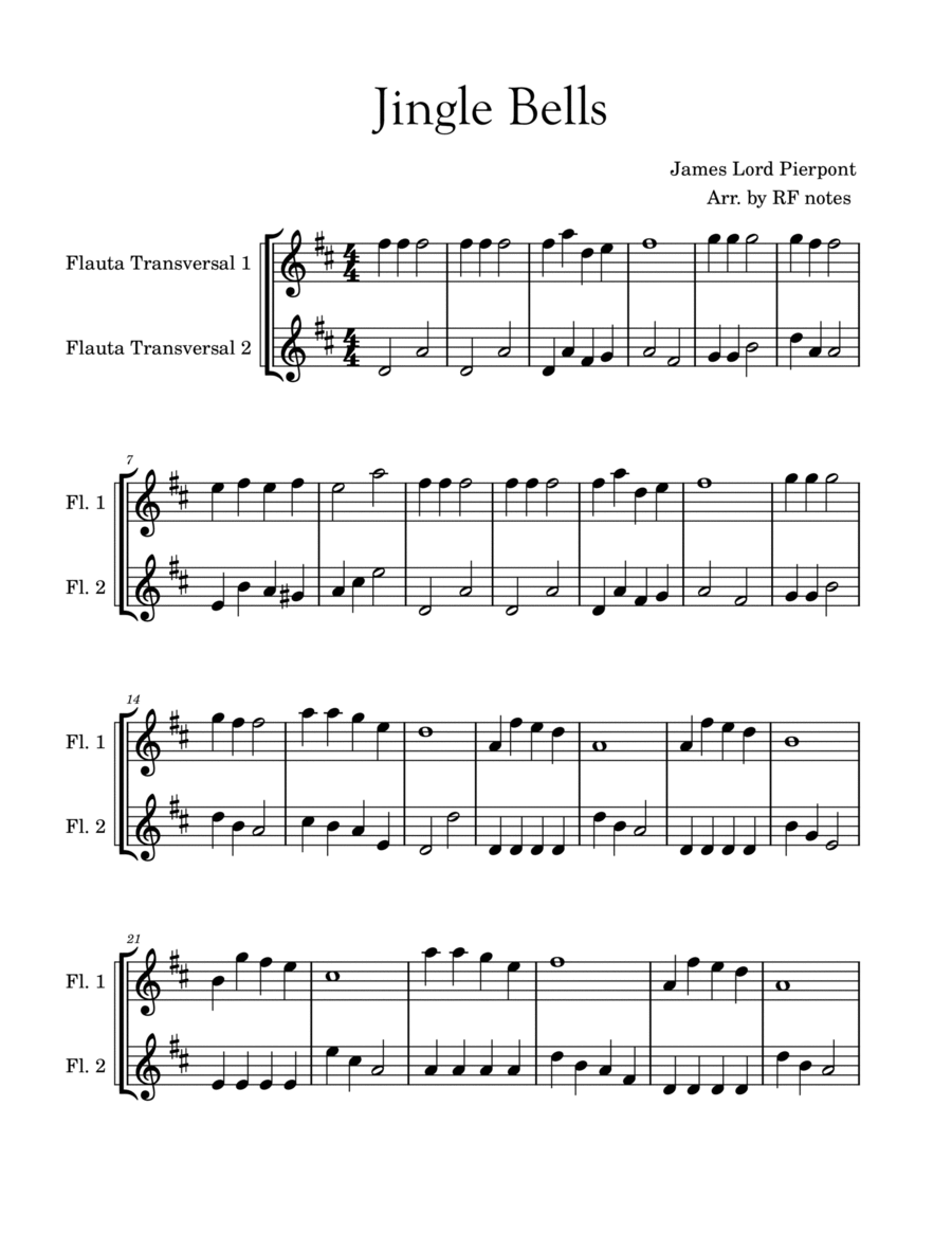 Jingle Bells Flute Duet scores gallery preview page 1