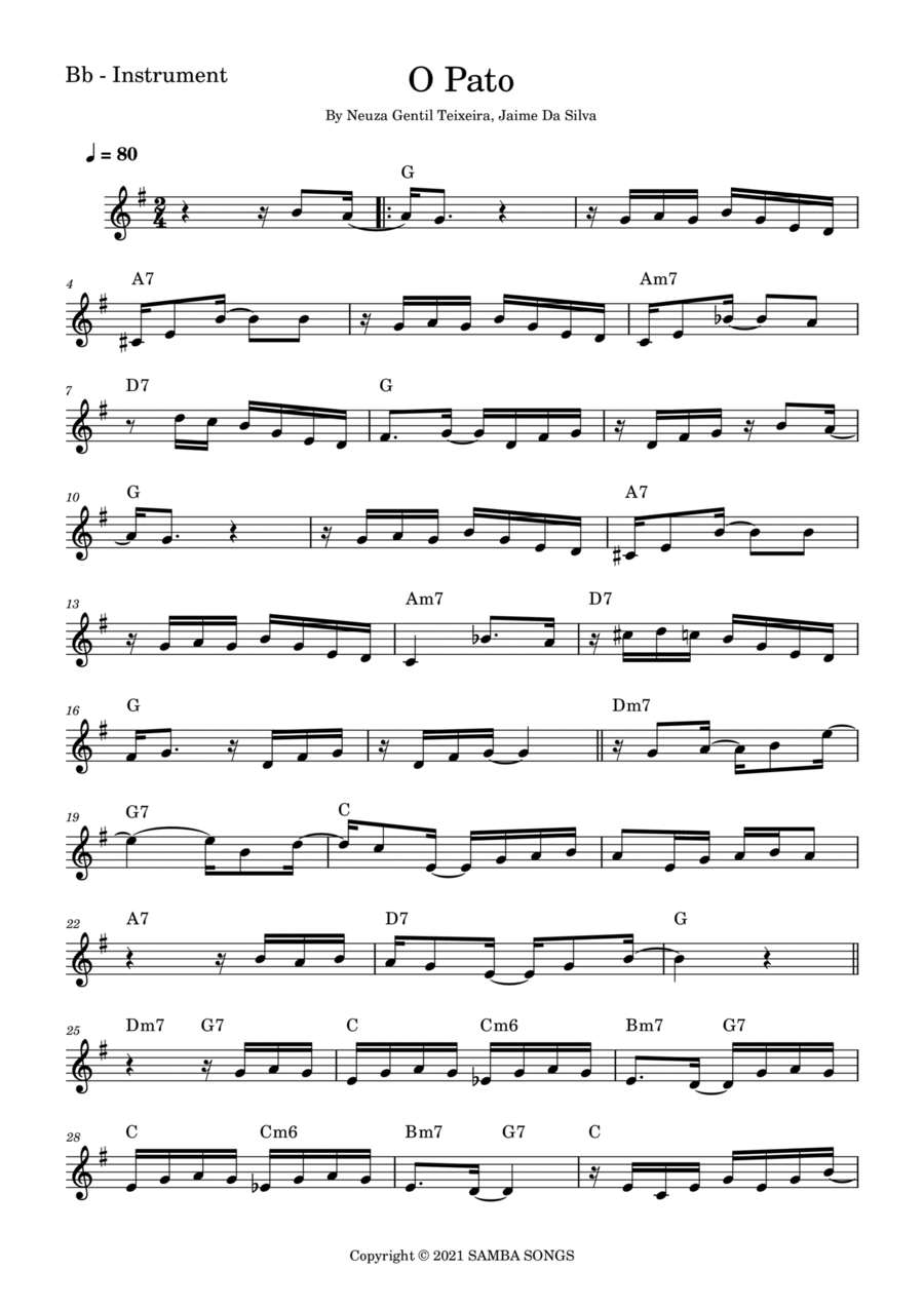 O Pato (the Duck) Tenor Saxophone scores gallery preview page 1