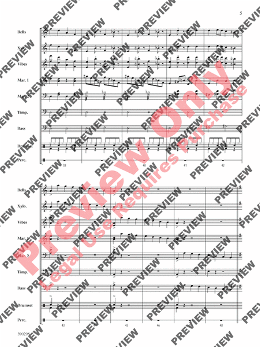 The Pink Panther Medley (Inspector Clouseau and The Pink Panther Theme) Percussion Ensemble scores gallery preview page 6