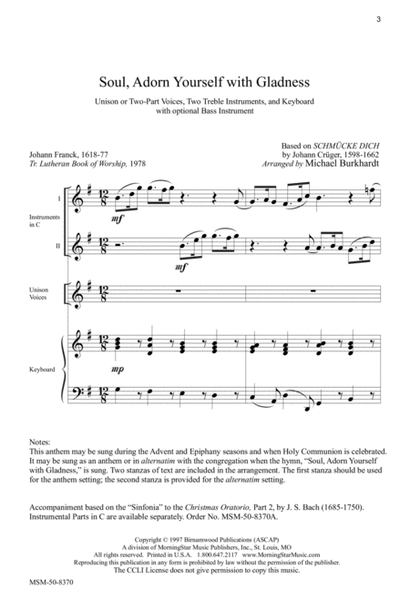 Soul, Adorn Yourself with Gladness (Downloadable Choral Score)