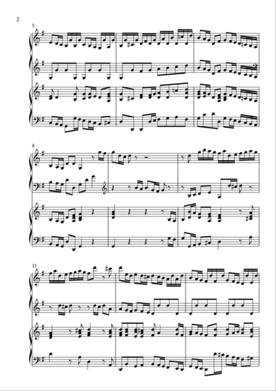 Brandenburg Concerto No. 3 in G Major, BWV 1048 (arr. for Organ Duet) by Johann Sebastian Bach Organ Solo scores gallery preview page 2