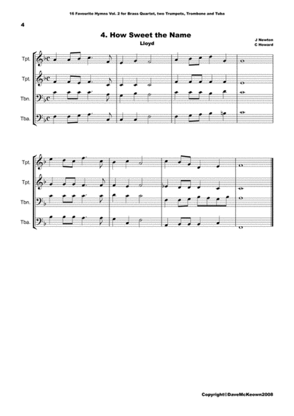 16 Favourite Hymns for Brass Quartet (Vol 2.) image number null