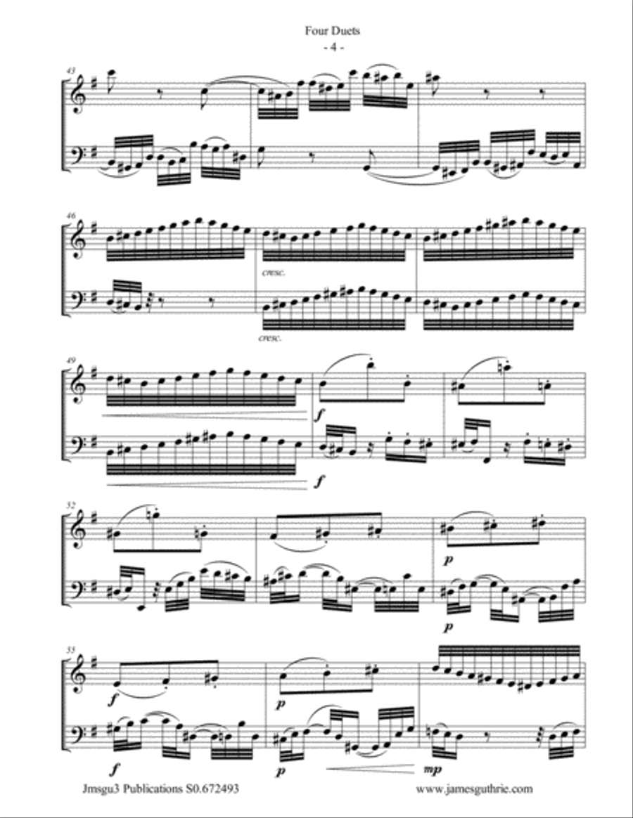 Bach: Four Duets for Bass Flute & Cello Flute scores gallery preview page 4