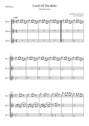 Carol Of The Bells (Christmas Song) for Oboe Trio (D Minor)