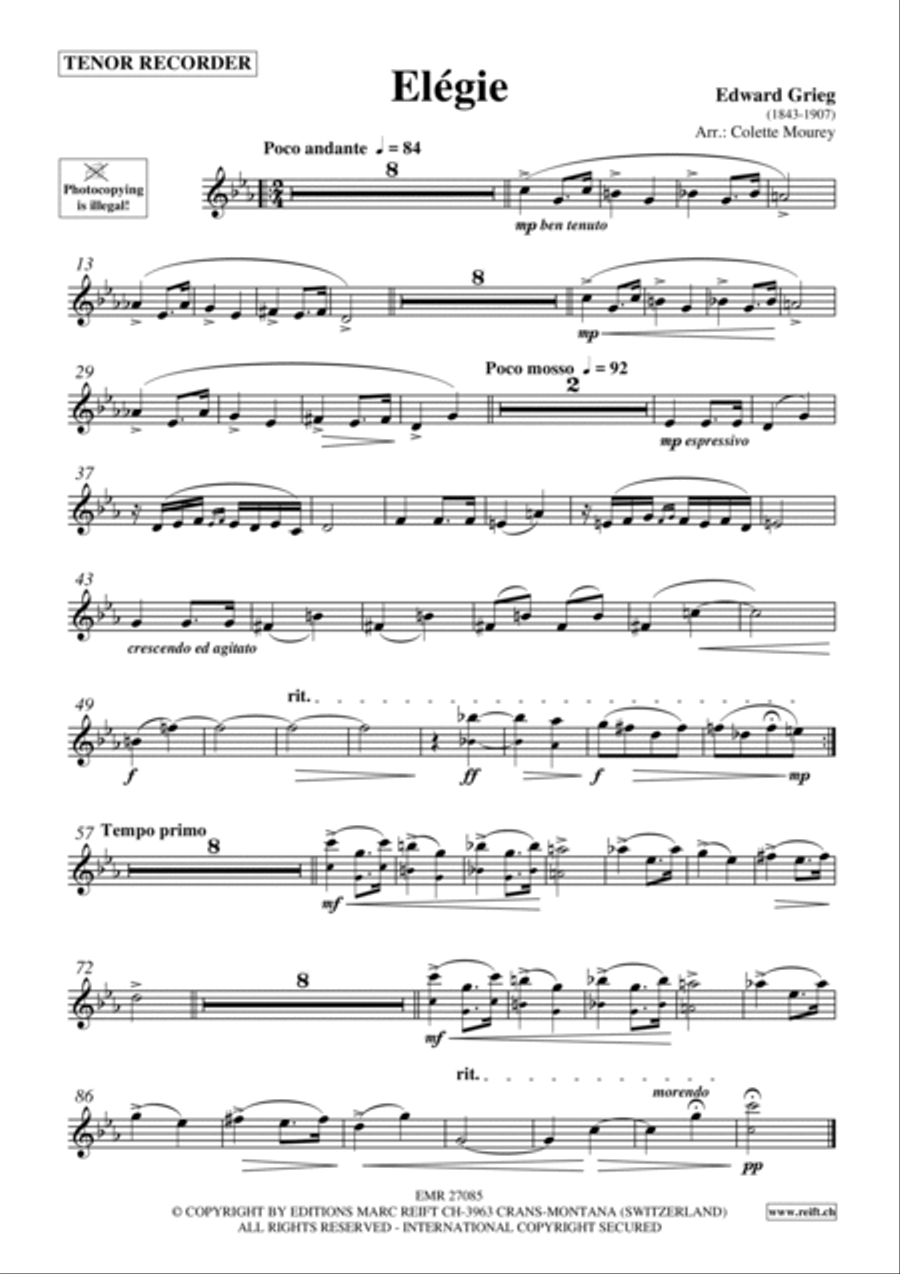 Elegie Tenor Recorder scores gallery preview page 2