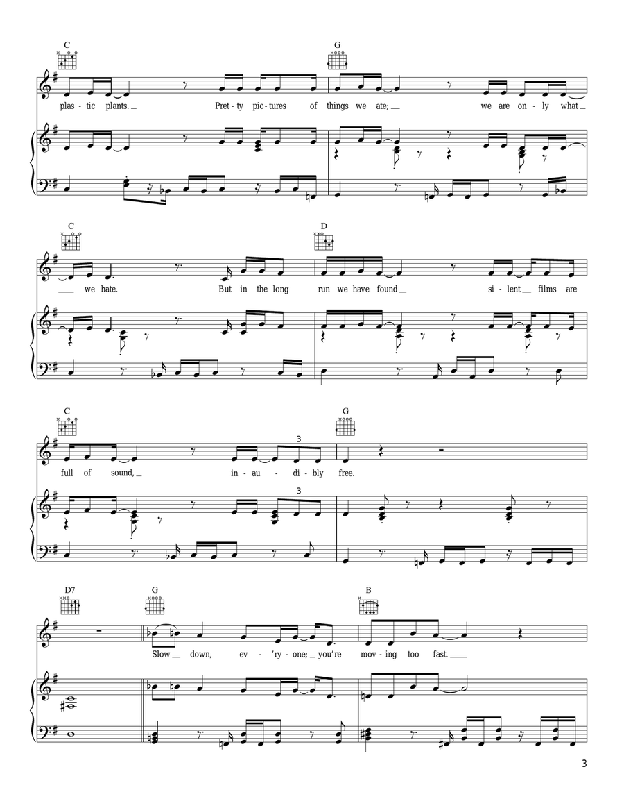 Inaudible Melodies Piano, Vocal, Guitar scores gallery preview page 3