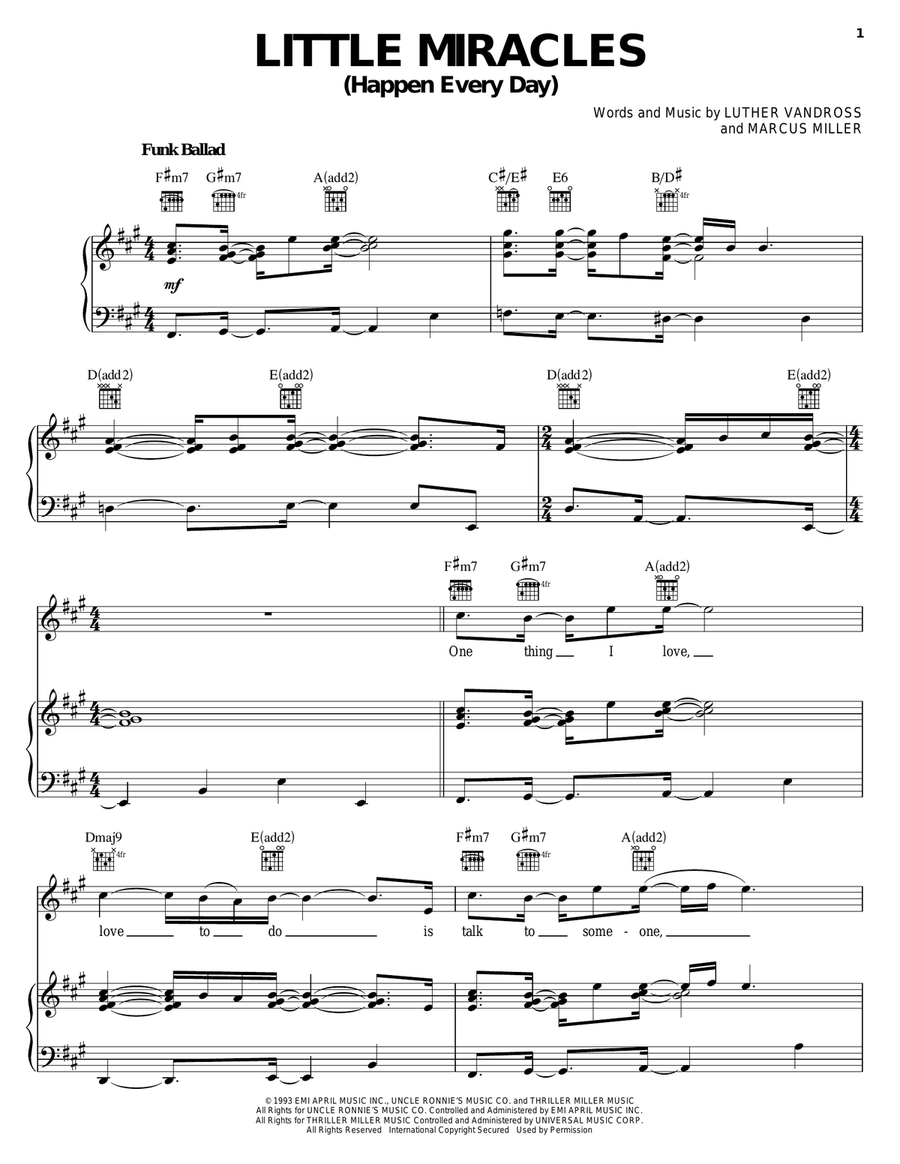 Little Miracles (Happen Every Day) Piano, Vocal, Guitar scores gallery preview page 1