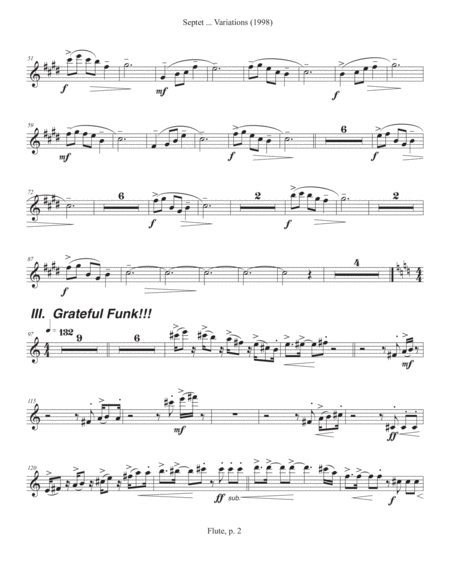 Septet, opus 77 ... Variations on a Shaker Tune (1998) flute part
