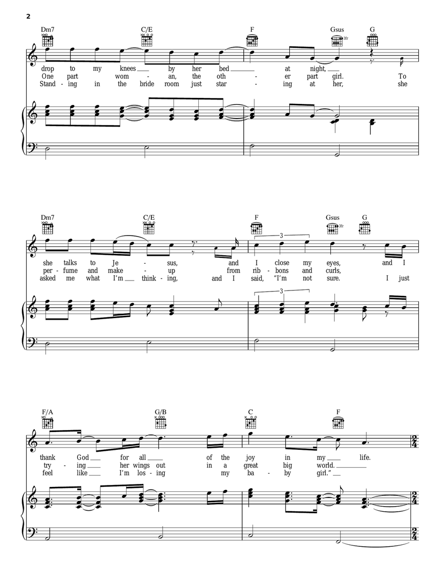 Butterfly Kisses Piano, Vocal, Guitar scores gallery preview page 2
