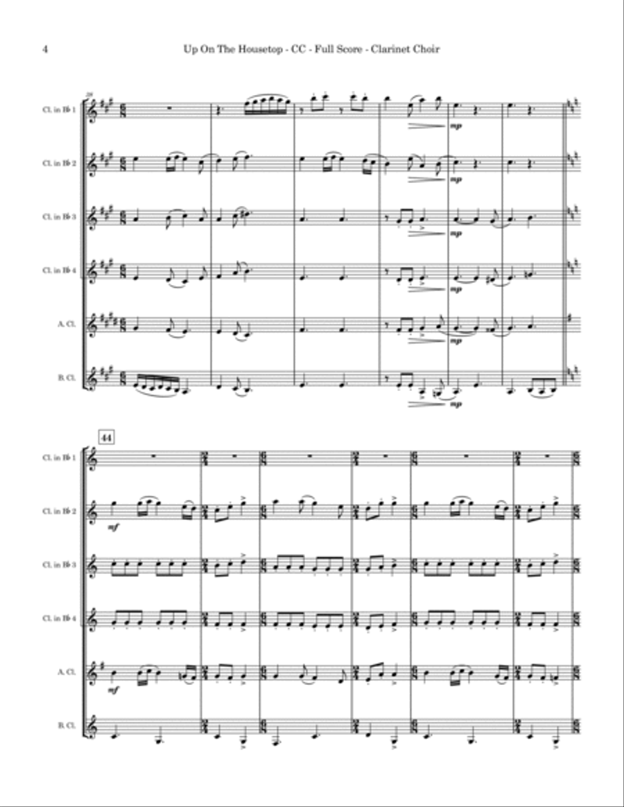 Up on the Housetop (Clarinet Choir) Clarinet Choir scores gallery preview page 4