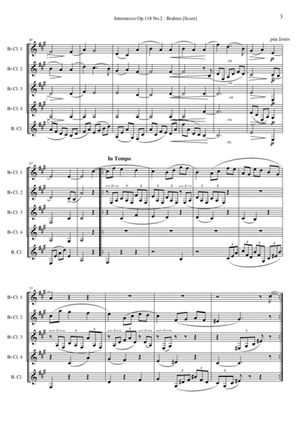 Intermezzo in A Op.118 No.2 (Clarinet Quintet) image number null