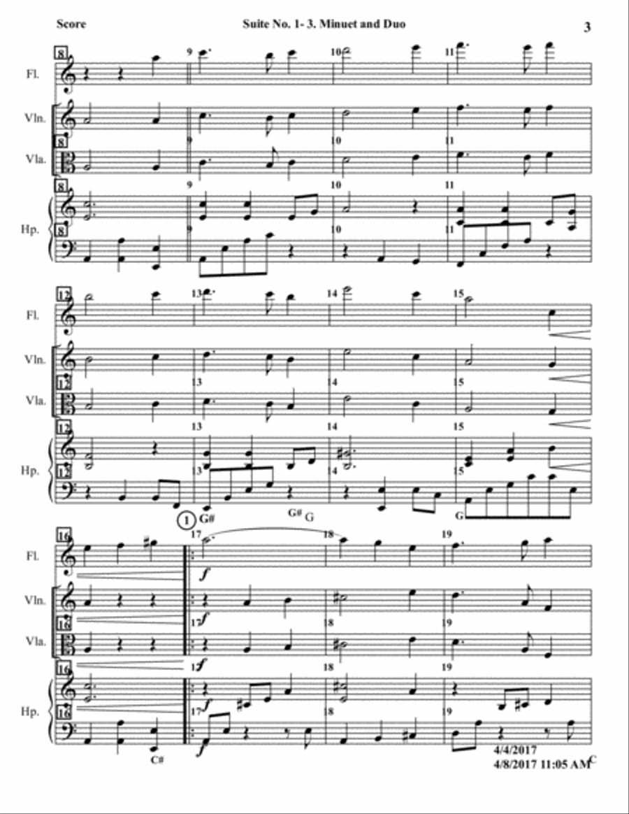 Suite No. 1 for Flute, Violx and Harp - Minuet and Duo image number null