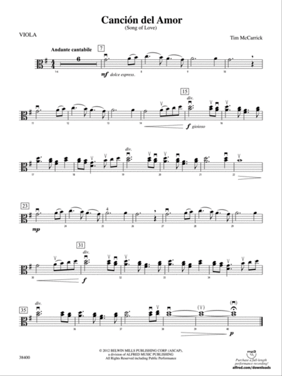 Canción del Amor: Viola String Orchestra scores gallery preview page 1