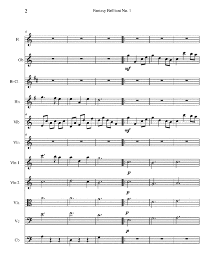 Fantasy Brilliant No 1 Jozef Sebastian Chamber Orchestra scores gallery preview page 2