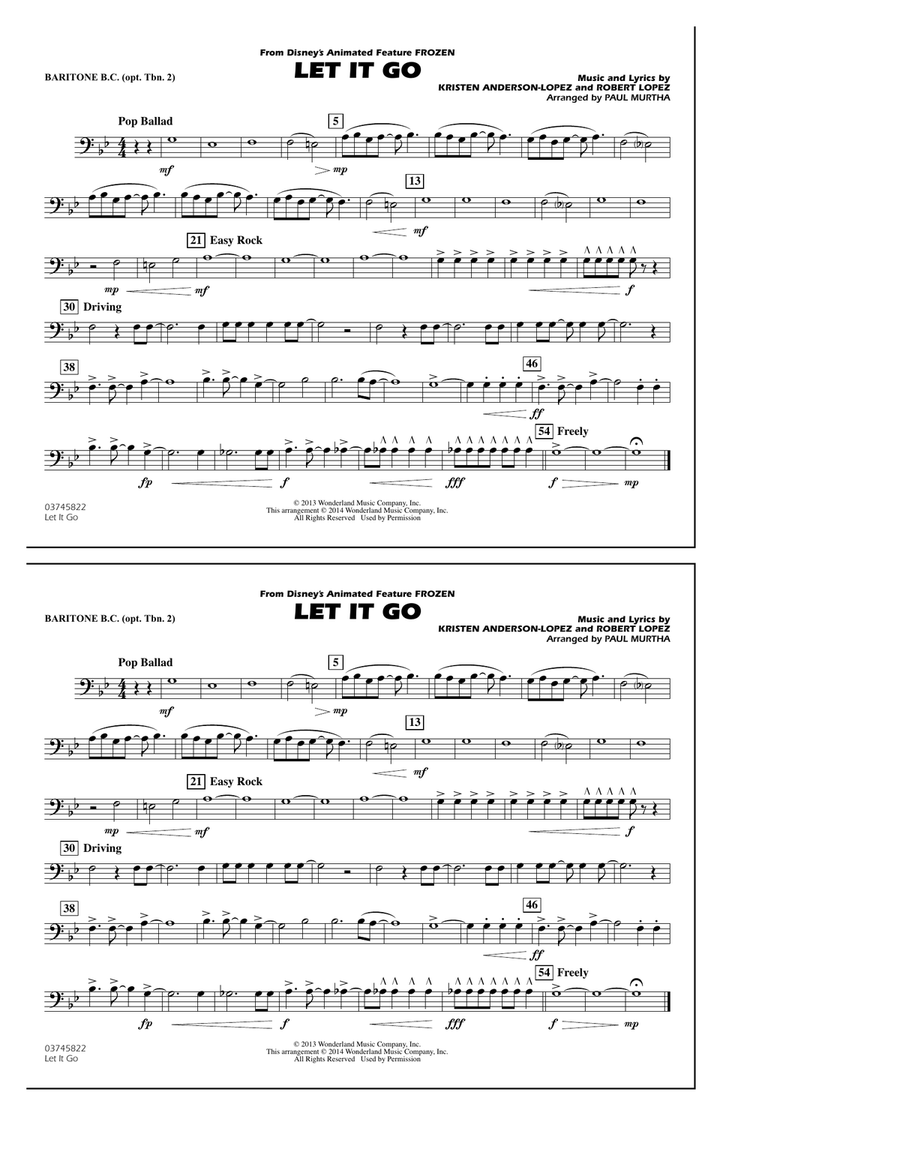 Let It Go - Baritone B.C. (Opt. Tbn. 2)