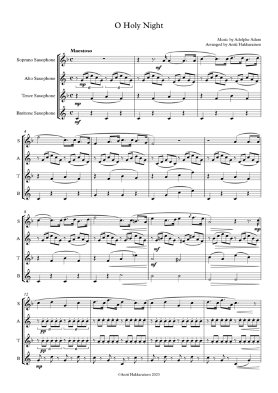 O Holy Night - Saxophone Quartet Saxophone Quartet scores gallery preview page 2
