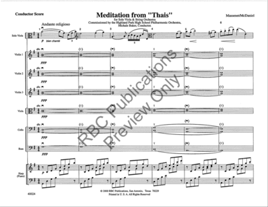 Meditation From Thais Viola W/Orch String Orchestra scores gallery preview page 4