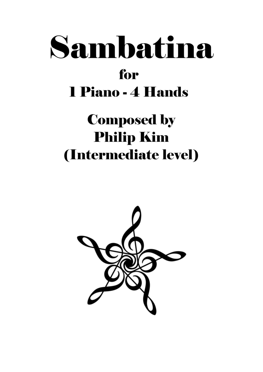 Sambatina, Original composition for piano duet (Intermediate level) by Philip Kim 1 Piano, 4-Hands scores gallery preview page 1