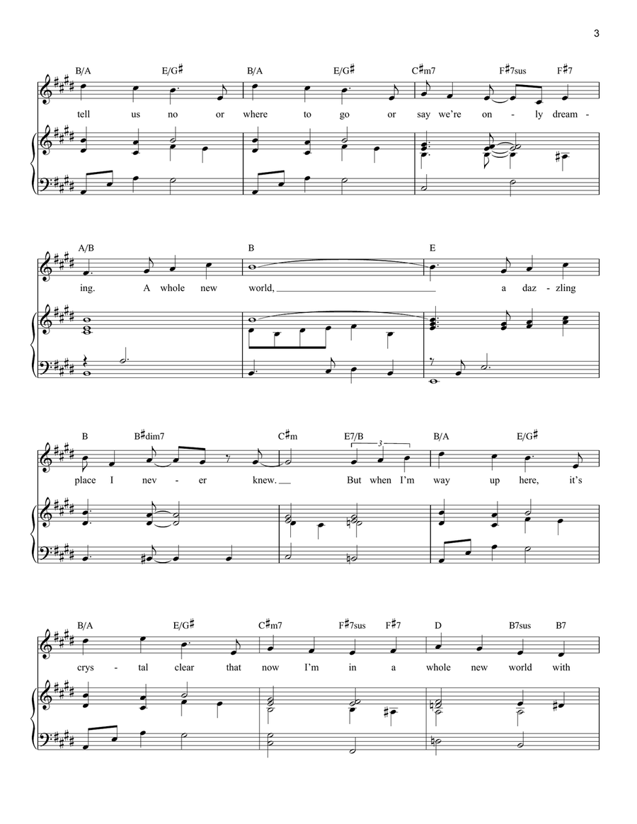 A Whole New World (from Aladdin) Piano, Vocal scores gallery preview page 3