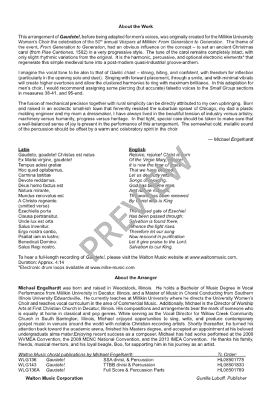 Gaudete! - TTBB (Vocal Score) TTBB scores gallery preview page 3