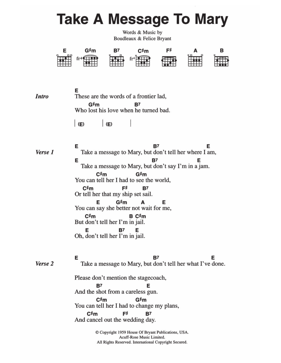 Take A Message To Mary Acoustic Guitar scores gallery preview page 1