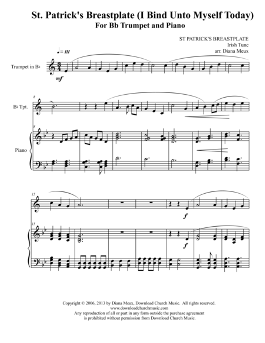 St. Patrick's Breastplate (Trumpet & Piano) Trumpet Duet scores gallery preview page 1