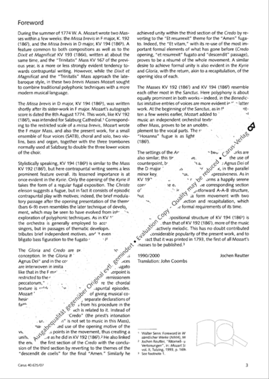 Missa brevis in D Major, K. 194 4-Part scores gallery preview page 4