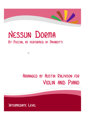 Book cover for Nessun Dorma - violin and piano with FREE BACKING TRACK to play along