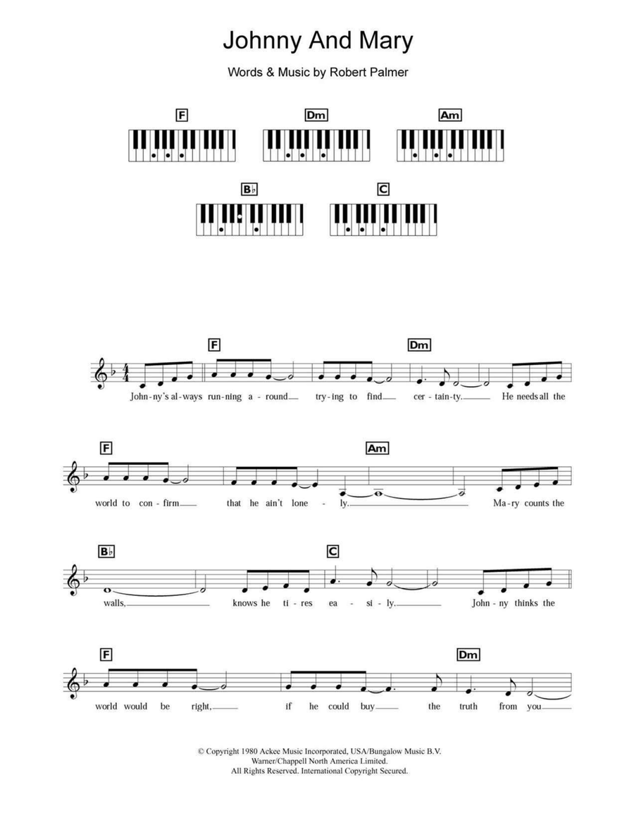 Johnny And Mary Piano scores gallery preview page 1